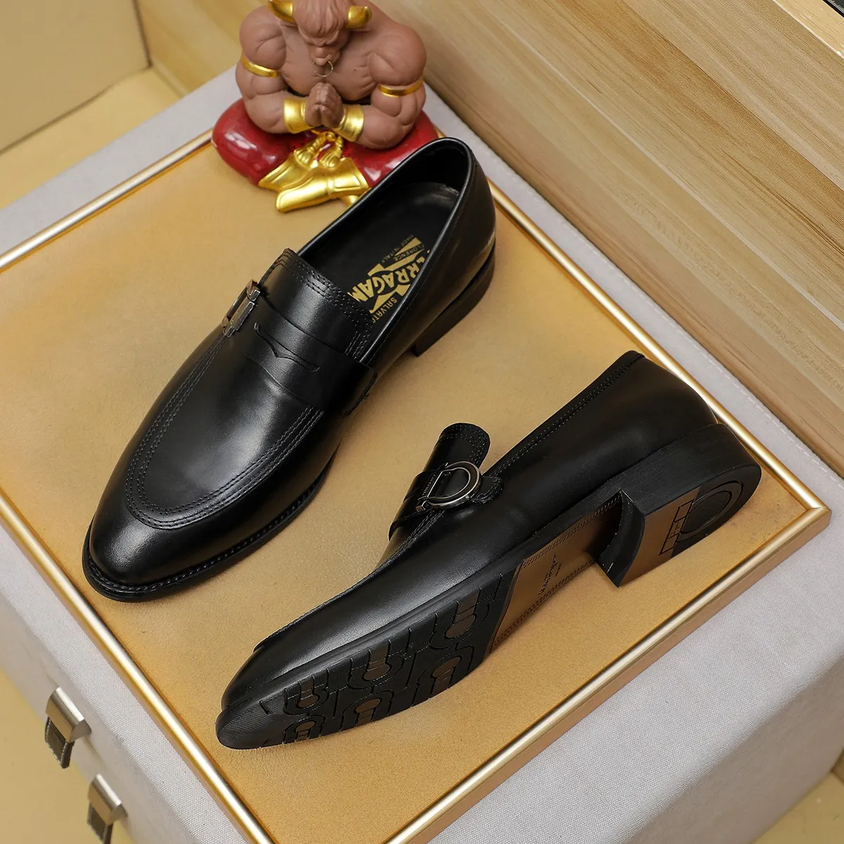 Men's shoes 💰460 Ferragamo [Ferragamo] top imported suit men's shoes 💯Original copy of the official website, product materials: selected imported embossed calfskin + luxury hardware buckle accessories ~ imported water-dyed cow 🐂 leather lining. Strong three-dimensional visual effect, original combination outsole, multiple colors available😘 Size: 39-44 (38.45.46. Customized)